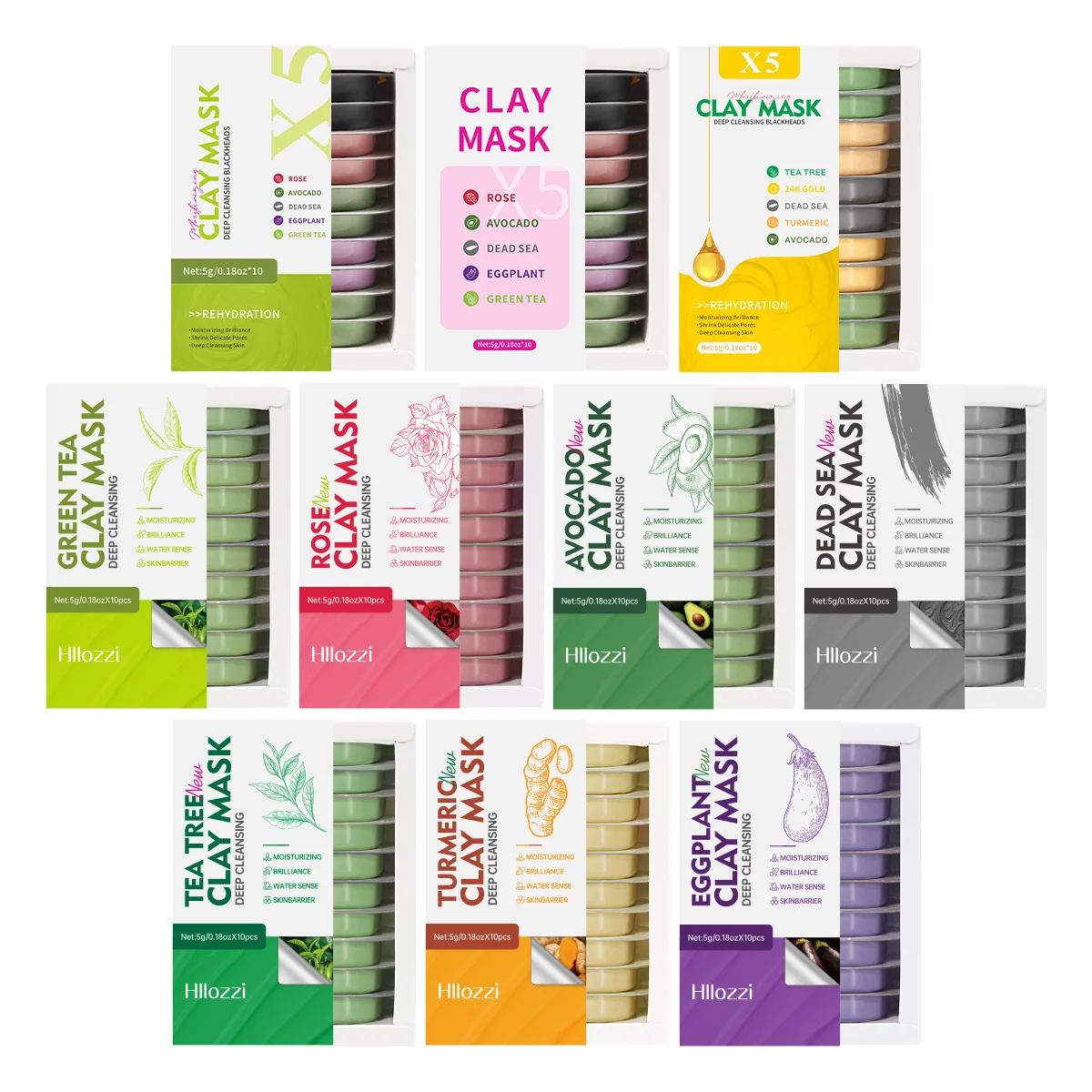 New Arrivals Natural Organic Mud Mask Oil Control Deep Cleansing Disposable Capsules Green Tea Custom Logo Face Clay Mask