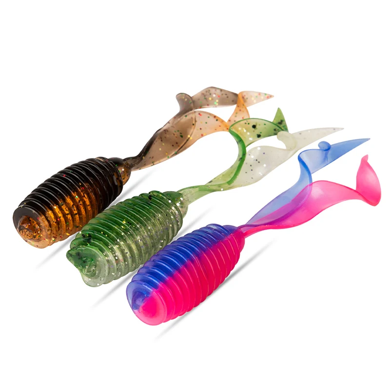 NEW 3.6g 7cm 10pcs/bag 16 Colors Artificial Soft Fishing Lure With Double Tails
