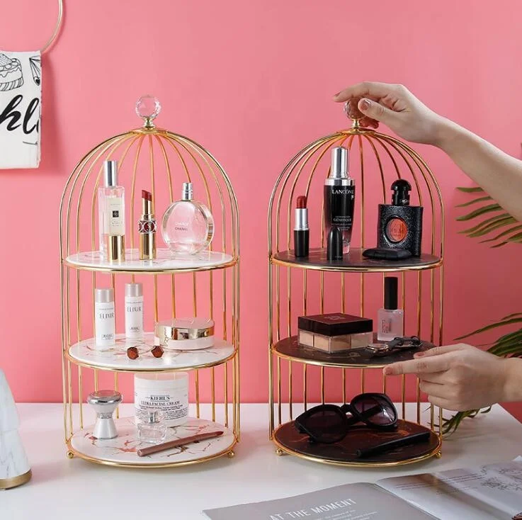 Ins desktop skincare finishing box birdcage creative cosmetic shelf