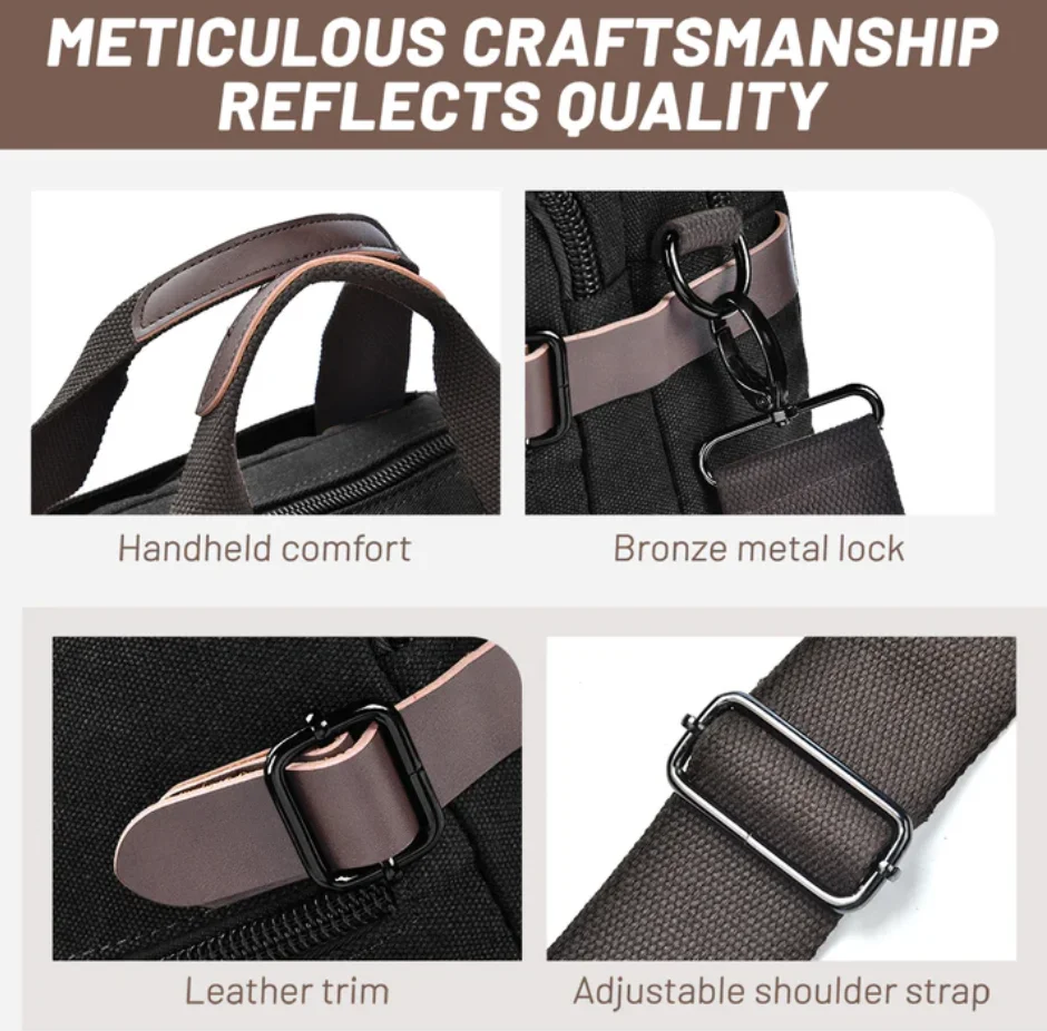 Customized Professional Travel Stylish Canvas 14 15.6 inch 3 in 1 Business Laptop Briefcase Computer Laptop Bag