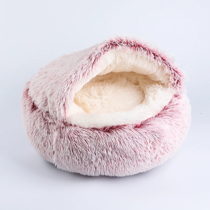 Best-Selling Dog Bed Half Closure Round Dog Cushion Cover Plush Cat Nest Anti-slip Bottom Kennel Soft Comfortable Bed For Dog