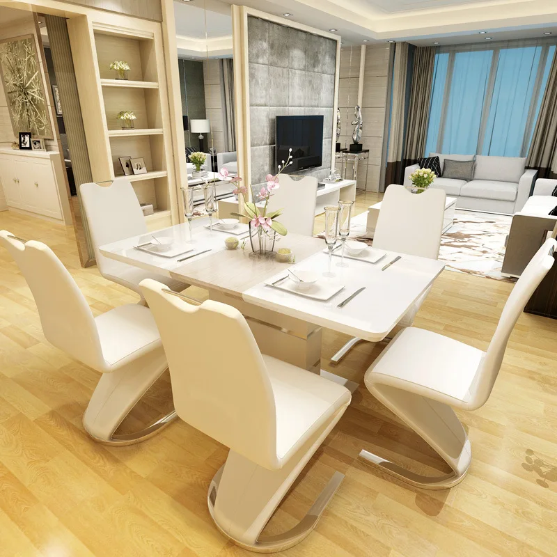 
Free sample room furniture square tempered glass dining table set 6/8/12 chairs 