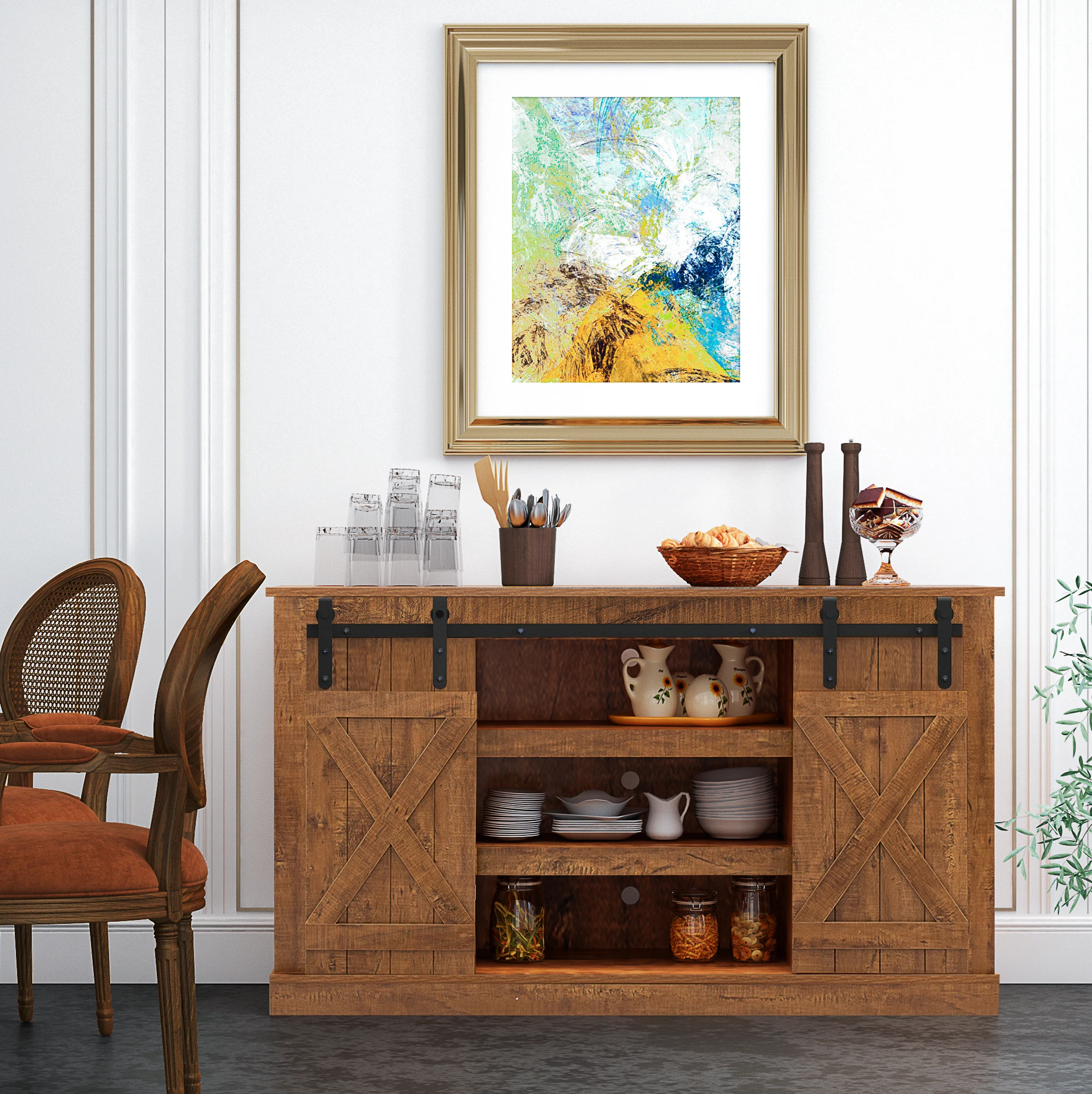 modern wood silding barn door tv stand storage cabinet living room unit entertainment center furniture