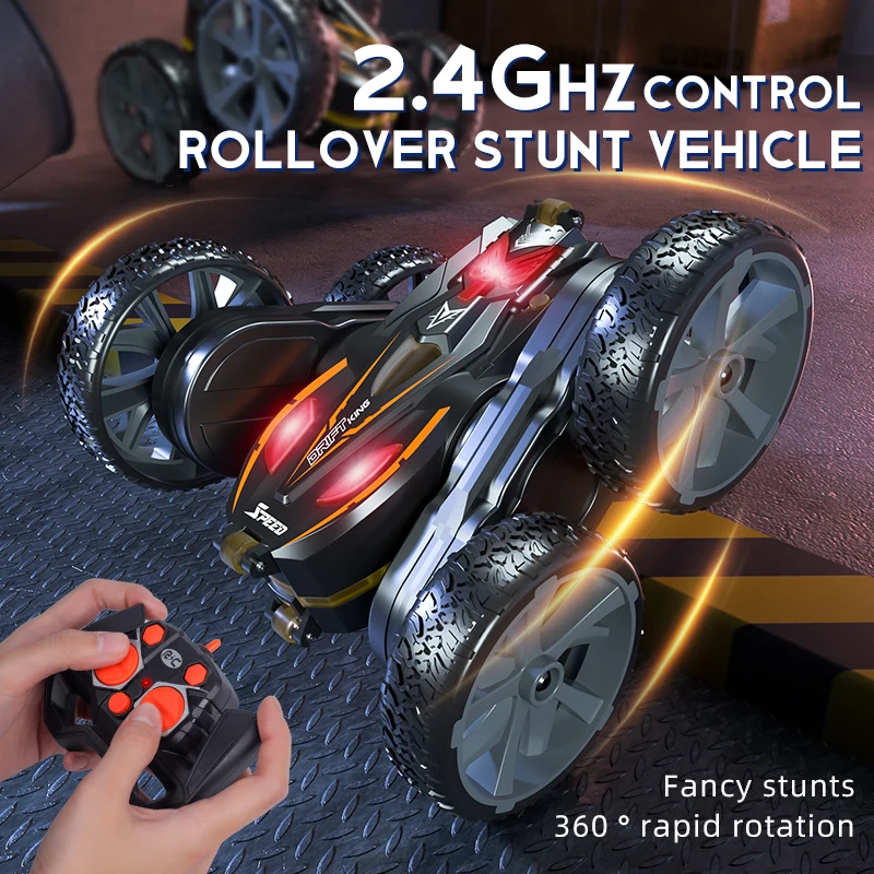 Wholesale RC Drifting Car Cool RC double sided rolling 2.4Ghz remote control stunt car with light smart kids rc car toy