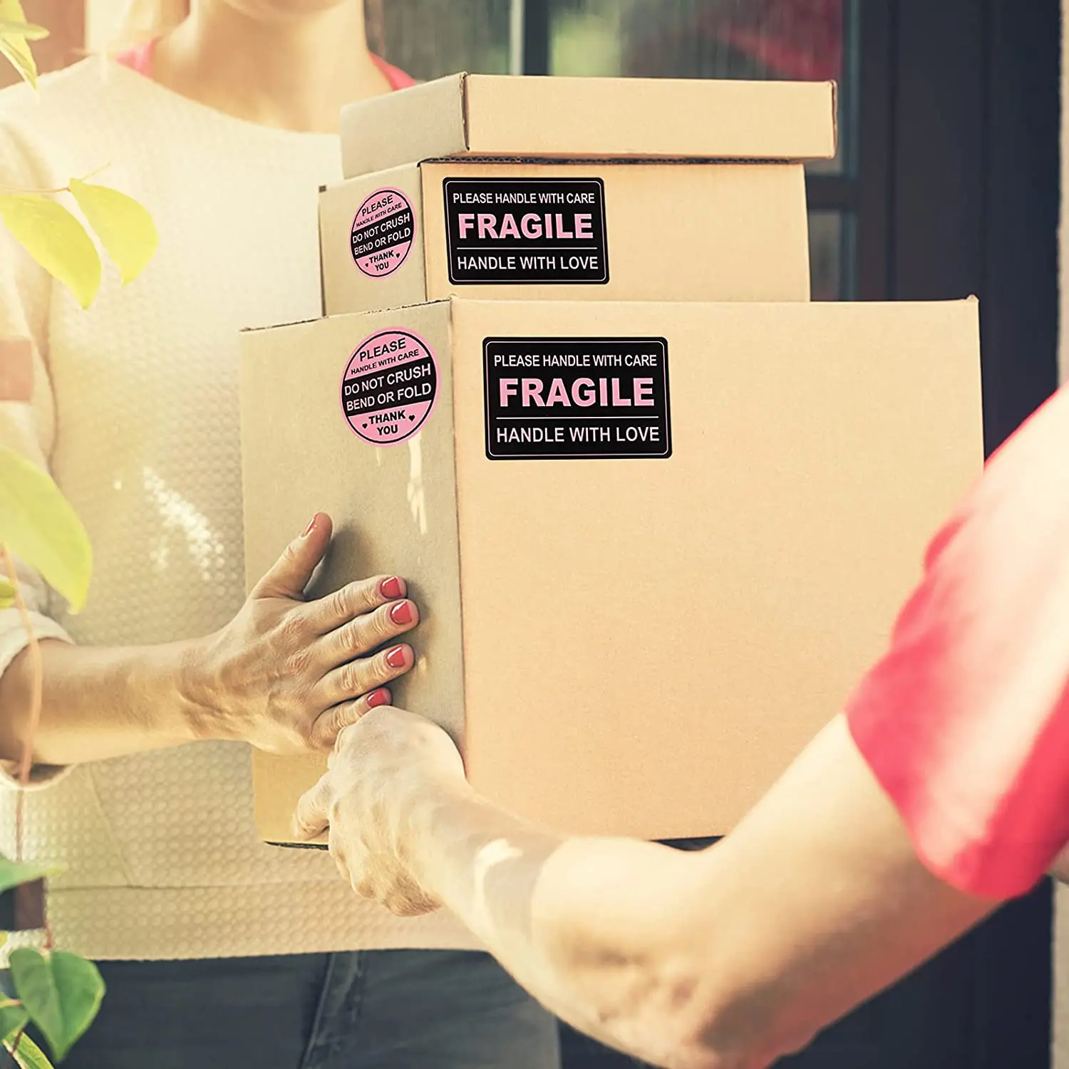 Adhesive Warning Labels for Shipping Cartons Envelops Mailing Fragile Stickers Do Not Crush Bend or Fold Labels Stickers