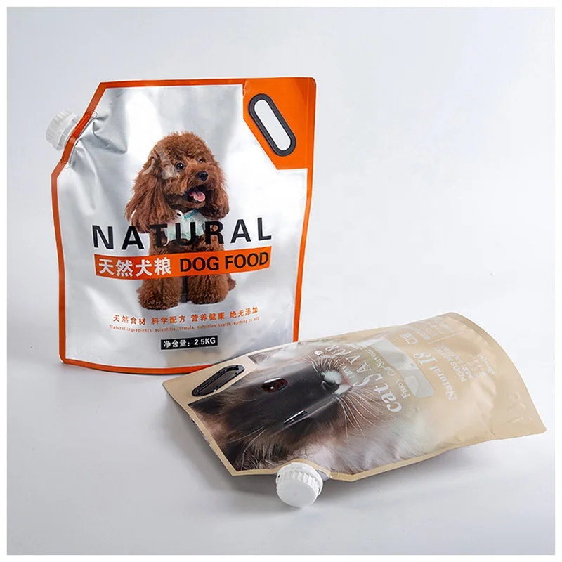 Customized Reusable Aluminum Foil Stand Up Dog Food Bag Pet Food Packaging Pouch With Spout