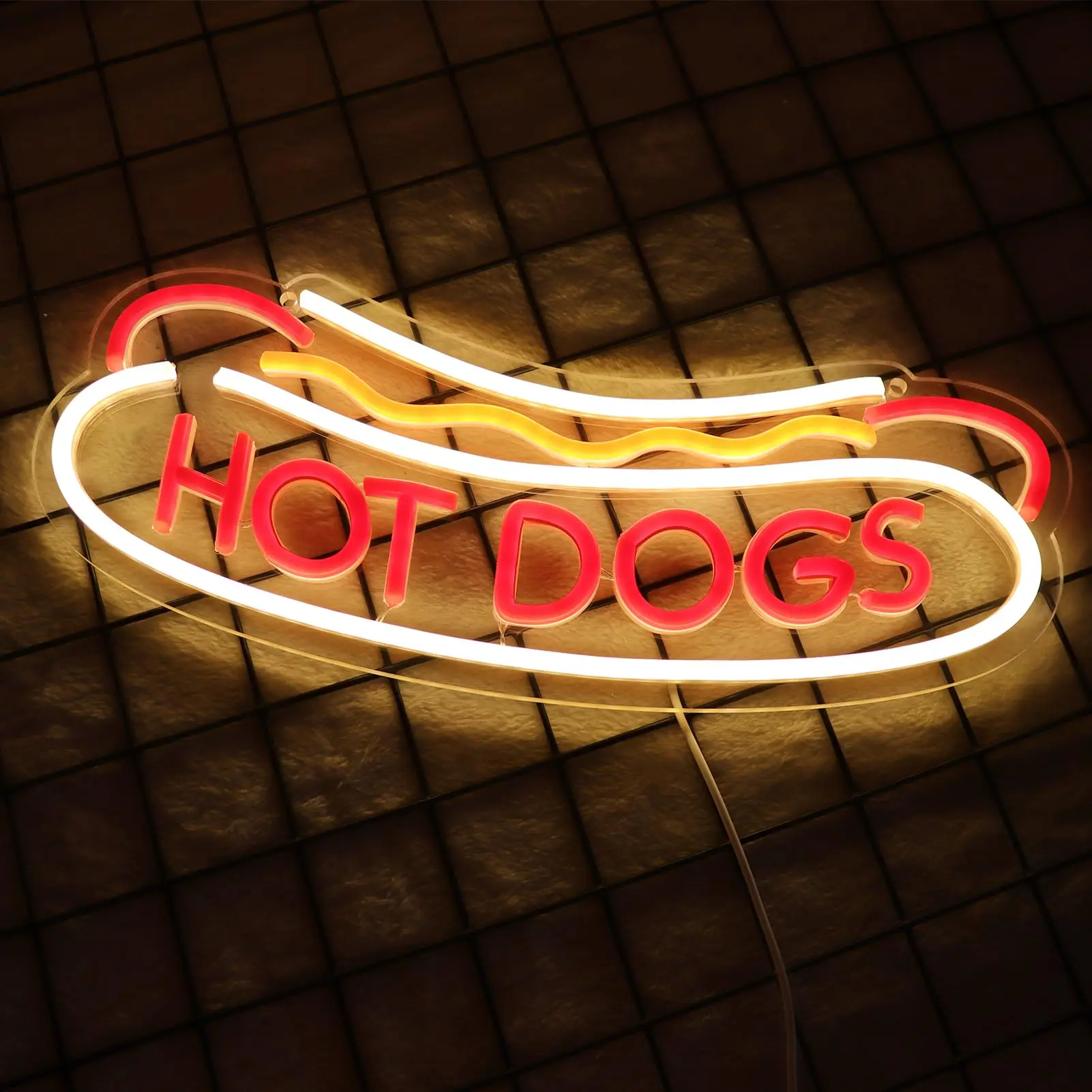 HOT DOGS Neon Signs for Wall Decor Neon Lights for HOT DOGS Shop Led Business Signs for Fast Food shops Gift Art Wall Hanging