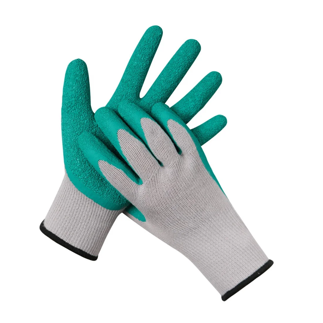 Comfortable Greyish Green Coated Work Safety Gloves Anti-slip Breathable Customized Gloves