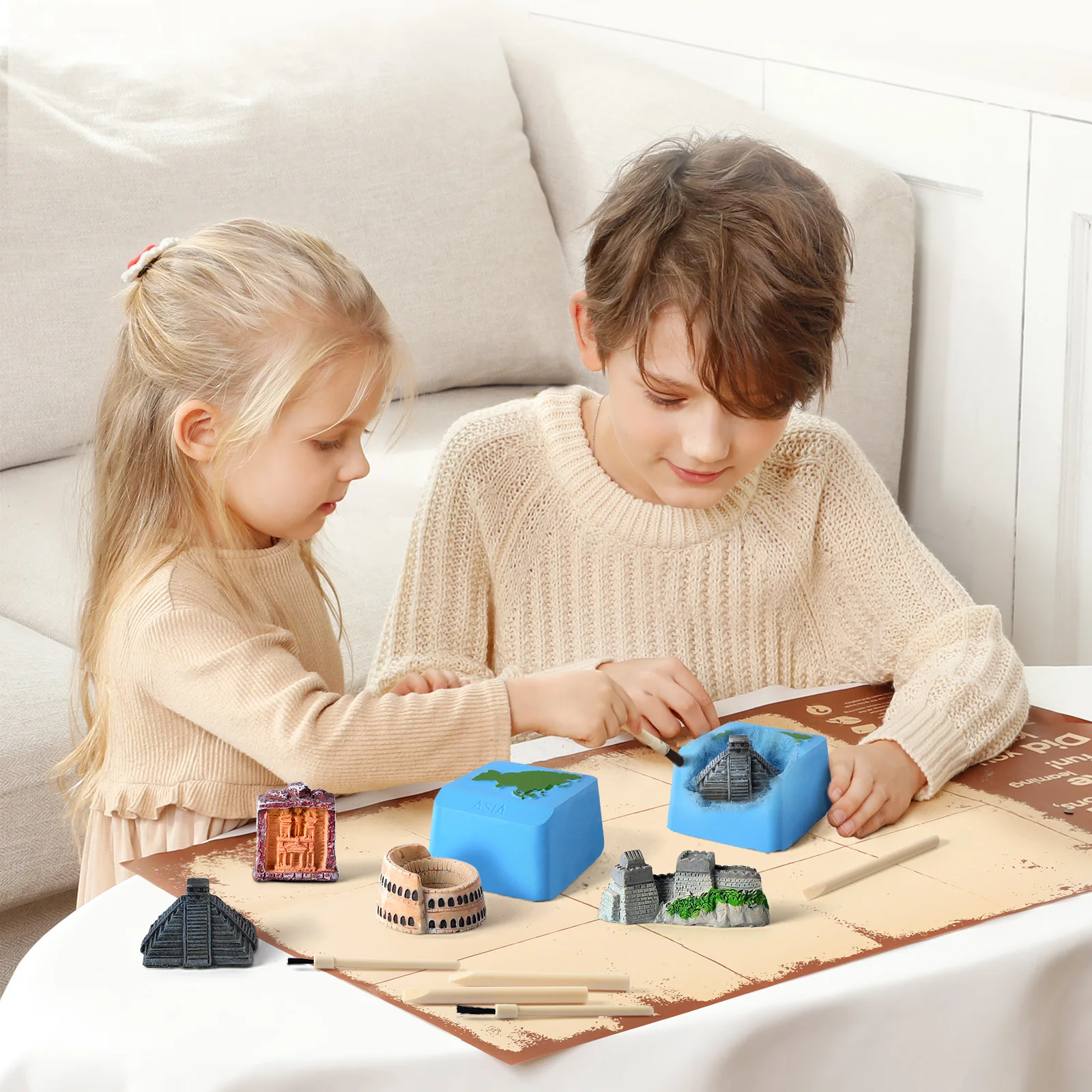 kids toys educational eco friendly 7 Wonders world Discoveries dig kit treasure mining dig assorted mineral excavation kit