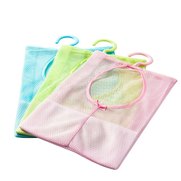 Factory Custom Creative Candy Color Hanging Net Pouch Clothespin Kitchen Bathroom Shower Clothes Mesh Storage Bag For Household