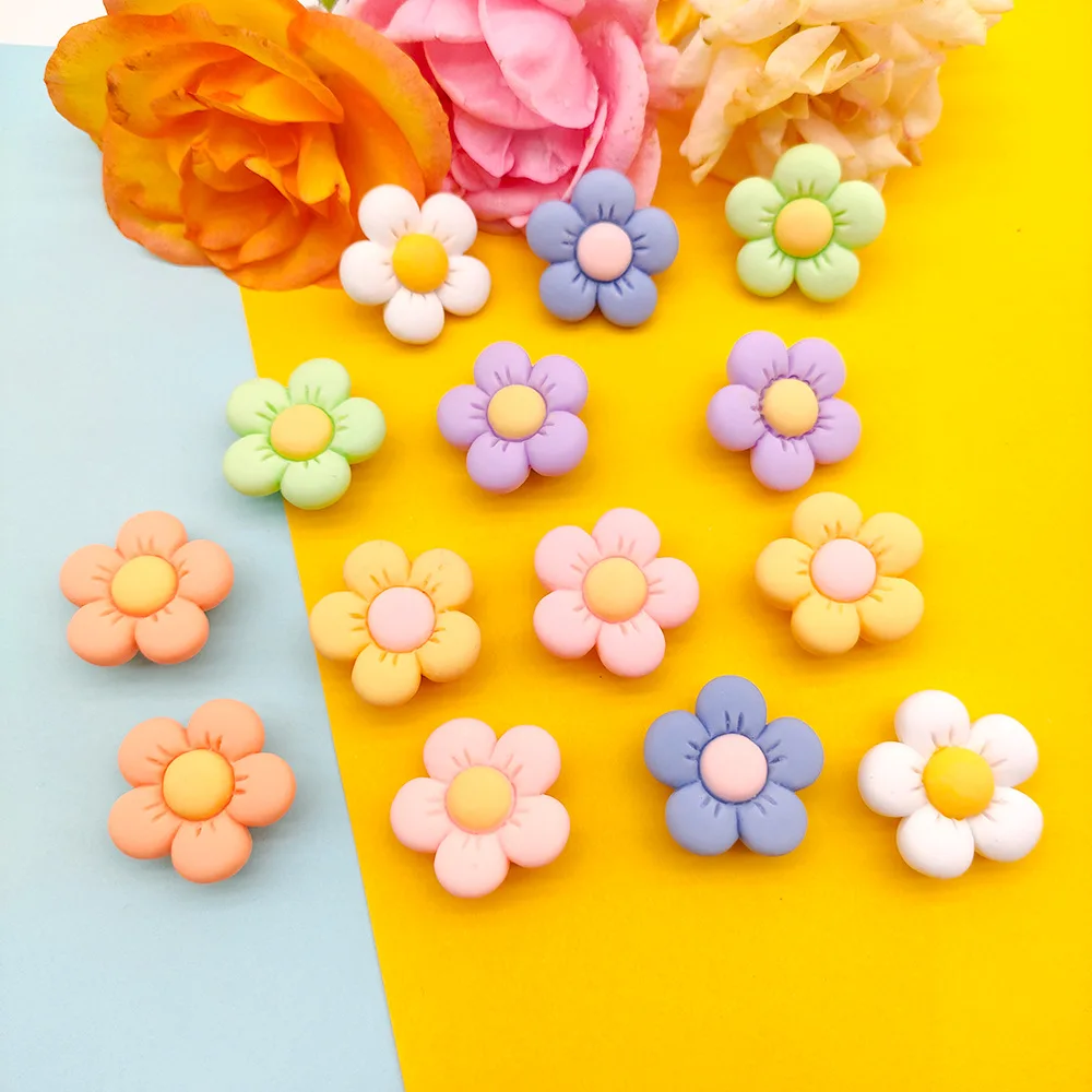 3D DIY Mini resin flower smiley shoe charms custom3d colorful flower shoe decorations charms for croc wholesale