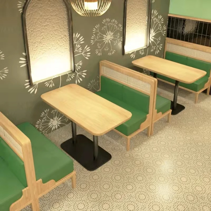 Fast Food Furniture Booth Seating Cafe Restaurant Wood Table And Chairs Luxury Dining Chairs Set Restaurant Booth Seating