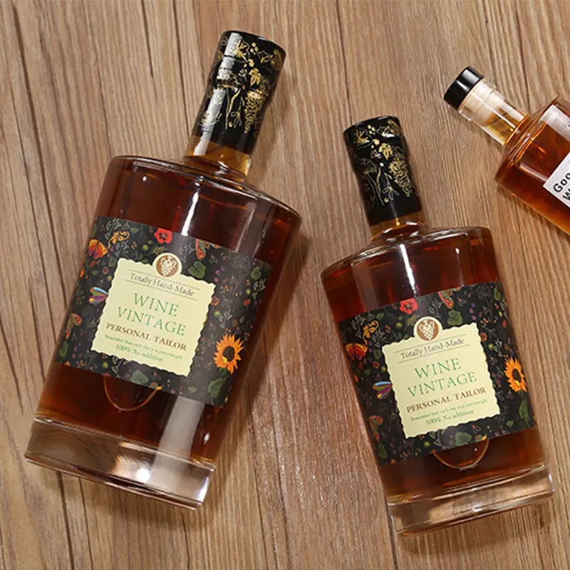 High Quality 100ml 500ml 750ml Clear White Spirit Bottle Whisky Brandy Vodka Glass Wine Bottle with Cork