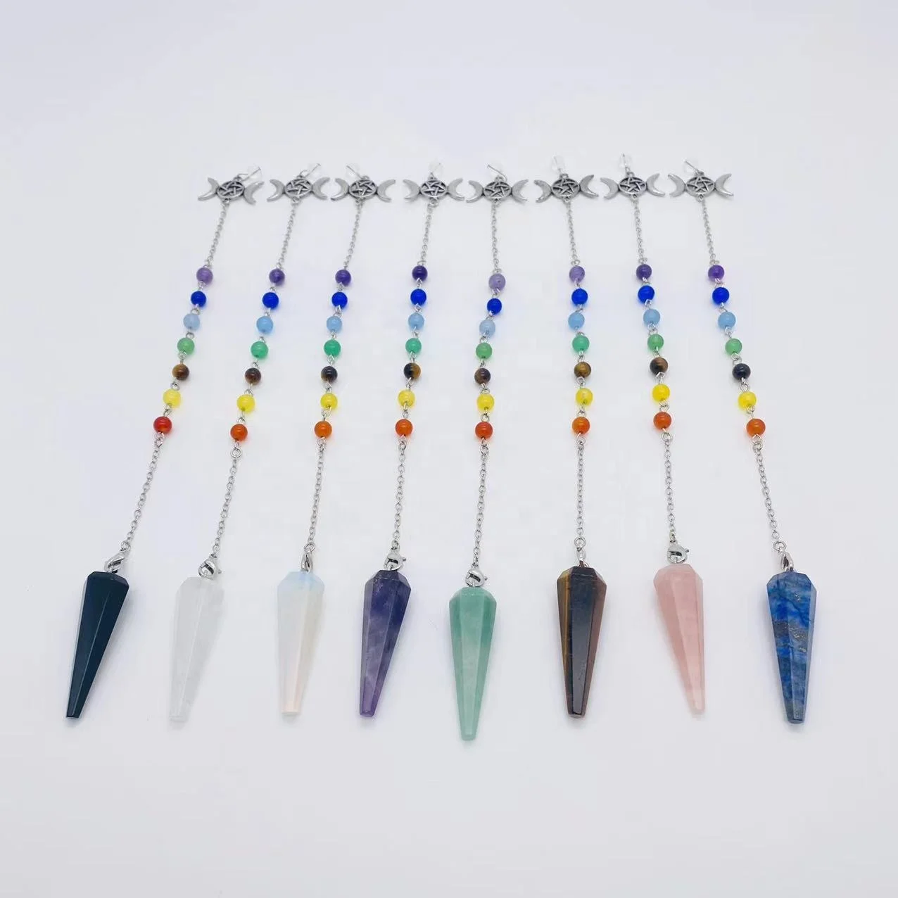 Factory Cheap Price Wholesale Bulk Healing Stone Crystal Chakra Pendulum Pendant For Meditation