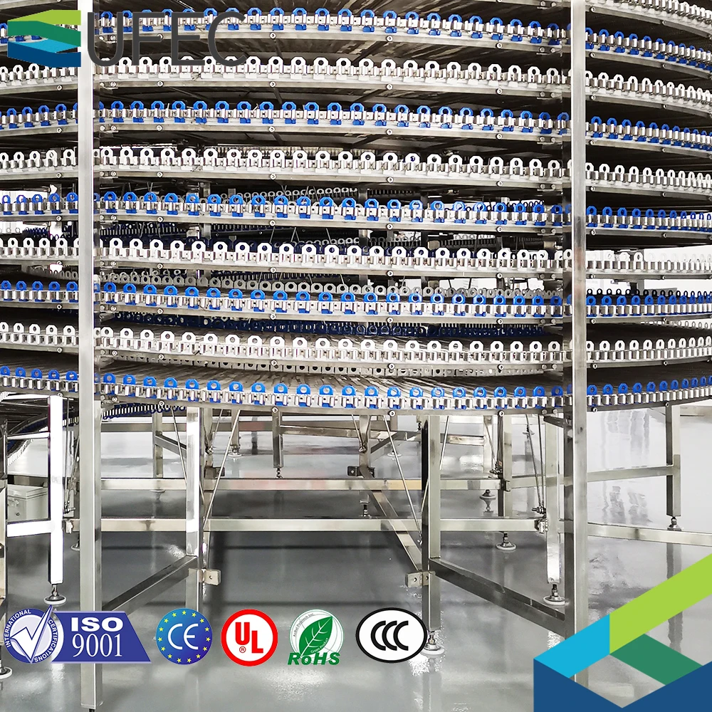 iqf freezing tunnels 100kg/h spiral iqf quick blast freezer tunnel freezer bakery spiral conveyor freezer