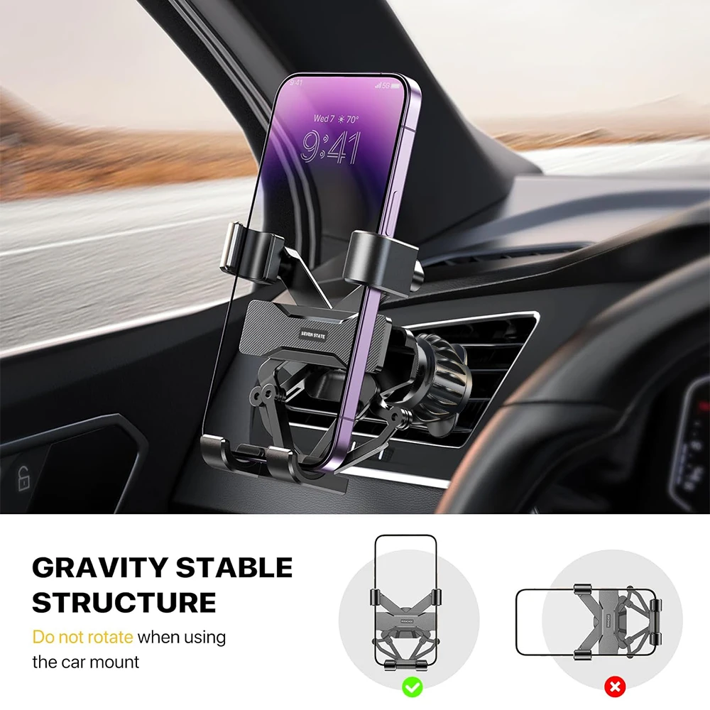 Phone Holder for Car Vent Double Steel Air Vent Clip Gravity Car Phone Mount Hand-Free Universal Car Phone Holder mobile