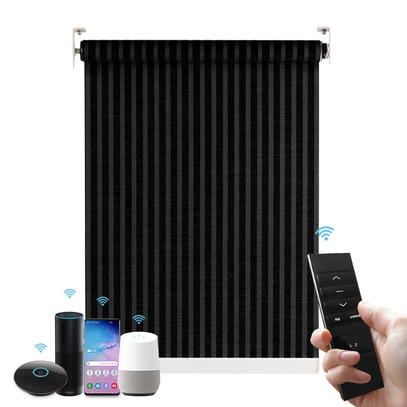 Wintom Factory electric Blackout Window Smart Automatic Auto Automation Motorised Blinds Google Roller Shades Blind