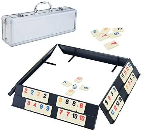 Rummy Tiles Game Rummy Cube Sets Travel Game Outlasting Color with Aluminum Case