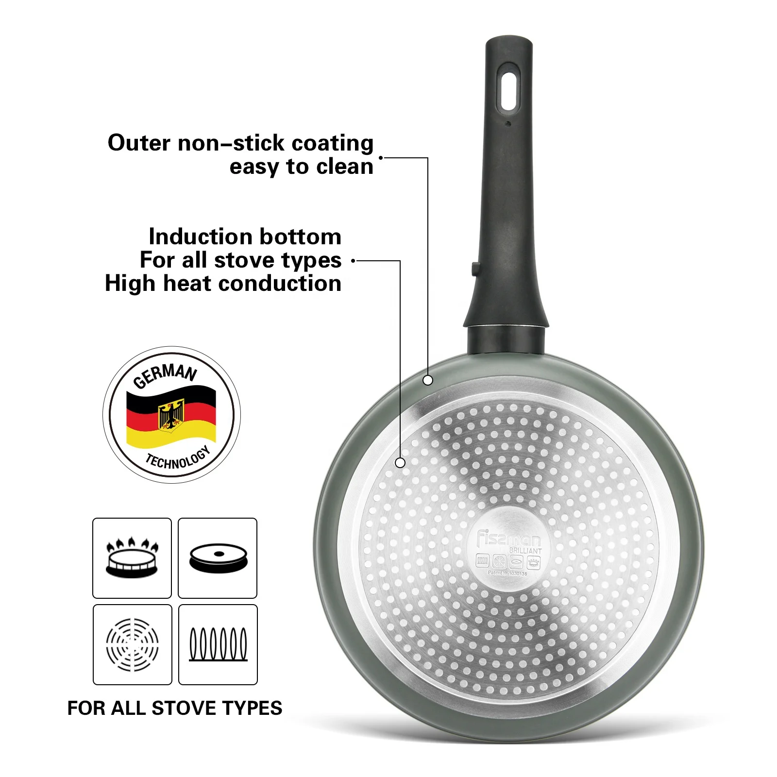 Fissman 14384 24 см шеф-повара Deep Frypan с ручкой