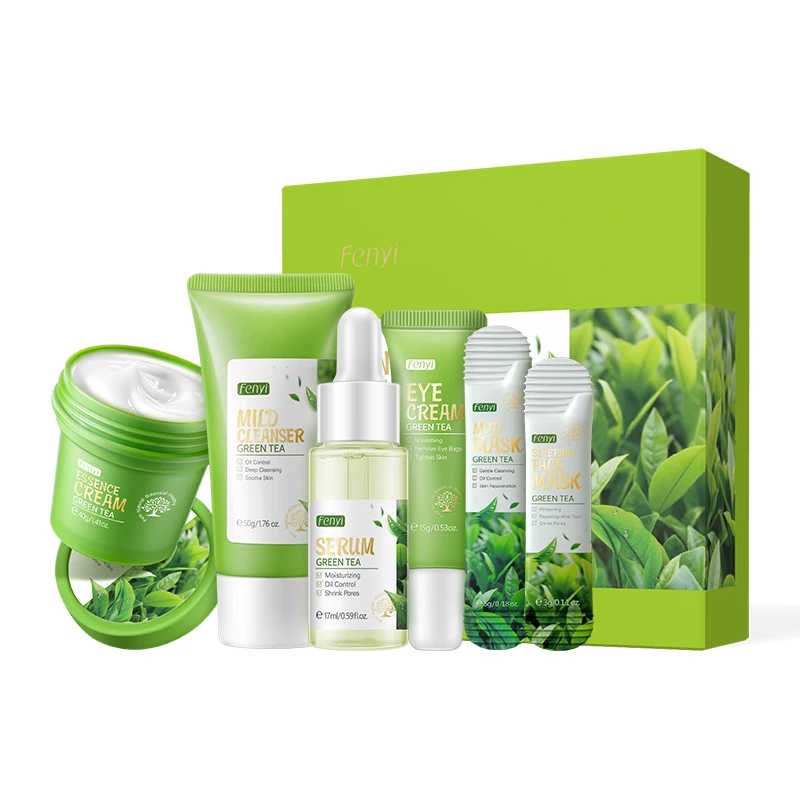Natural Green Tea Skincare Organic Oil Balancing Anti Acne Skin Care Set