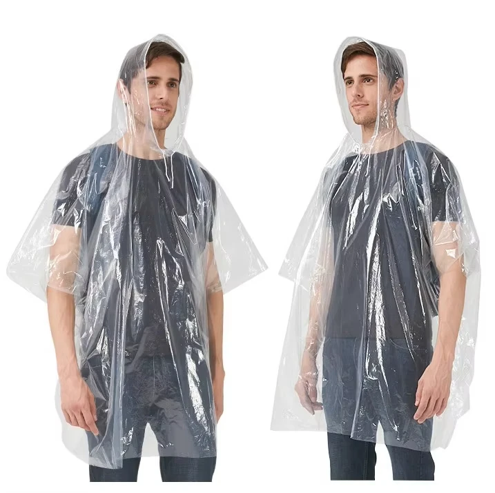 Factory direct sale disposable plastic rain coat high quality cheap rain gear waterproof Portable PE raincoats for Hiking Travel