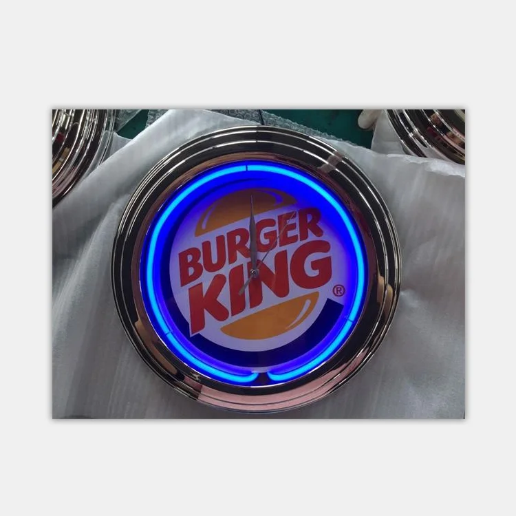wholesale china factory price 15inch chromed popular design neon wall clock