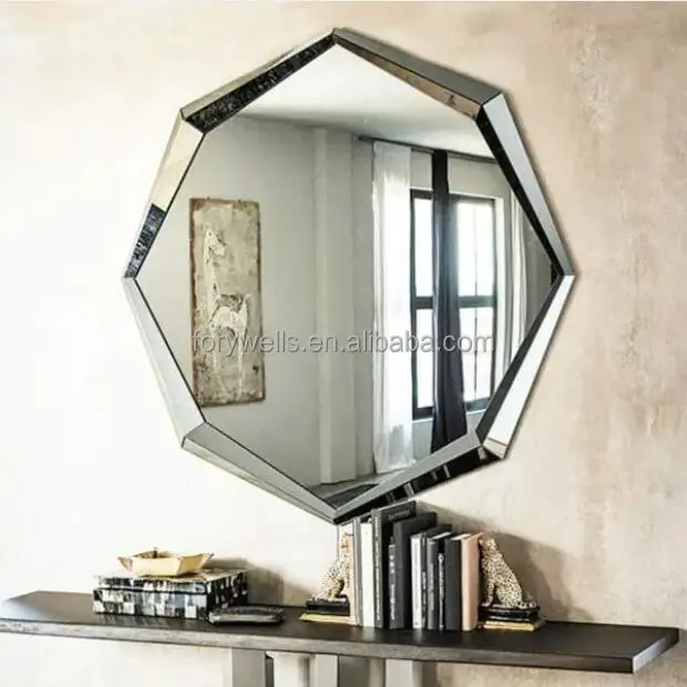Octagon Diamond Shape 3D Venetian Beveled Mirrors Beautiful Hallway MDF Wall Mounted Frameless Home Decorative Furniture Mirror