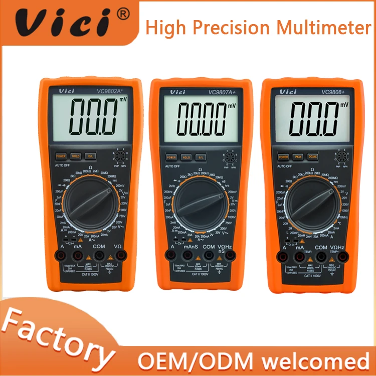 vici VC9802A+ Digital Multimeter of 1000V 20A 2000Mohm 200uF Dual Integral A/D Transfer Measuring Method