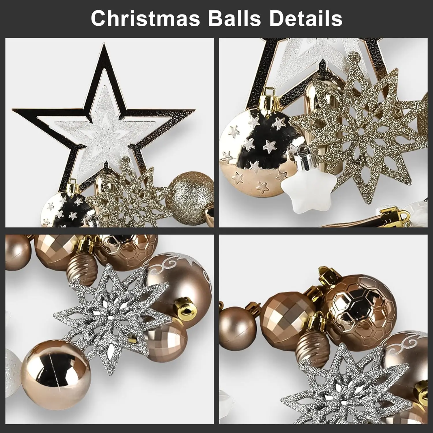 58 PCS Christmas Balls Shatterproof Baubles Reusable Hanging Christmas Balls Party, Home Decor