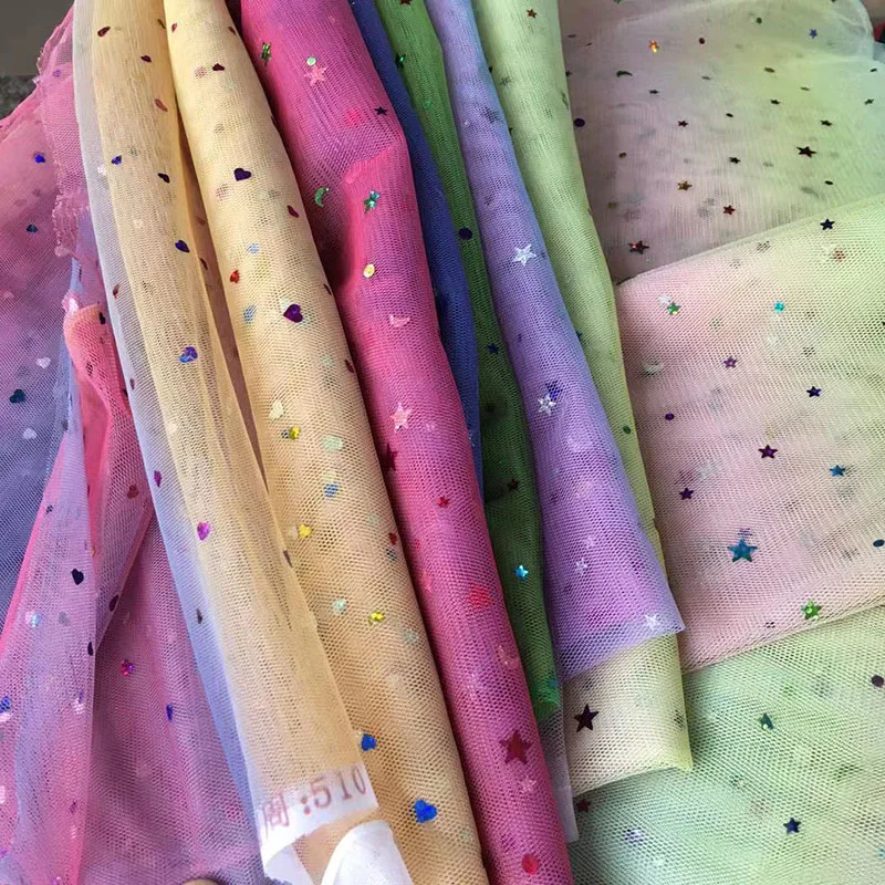 Tulle Organza Fabric 100 Polyester Shiny Sequins Swiss Lace Net Lace For Wedding Printed Dresses Custom