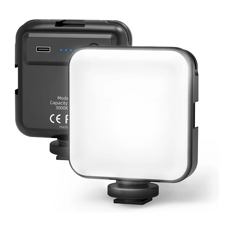 2000mAh Rechargeable LED Video Light Clip for PC/Phone Soft Light Panel Camera Light with 100 LED Beads and 3 Cold Shoes