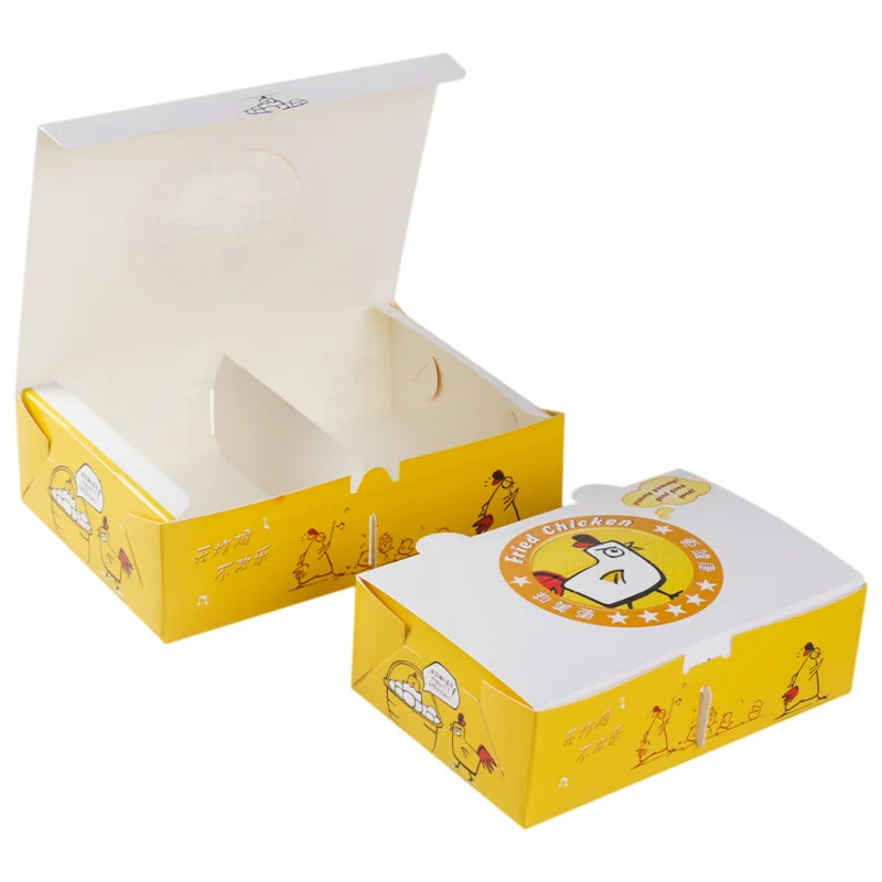 Disposable Food Packaging Box Compartment Fried Chicken Takeaway Packaging Box Double Bucket Snack Paper Lunch Box