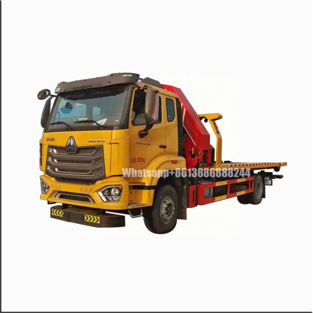 Sinotruk 4*2 платформа для эвакуатора со складной стрелой кран установленный на грузовике