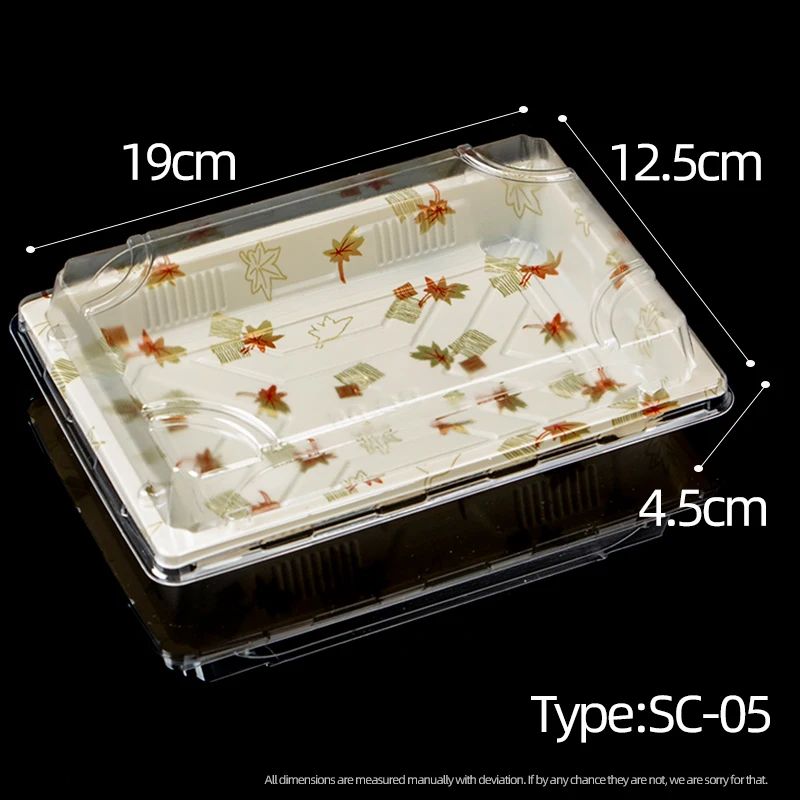 Factory High Quality Food Grade Disposable Sushi Box Container Food Grade Thickness PET Sushi Sashimi Packaging Tray