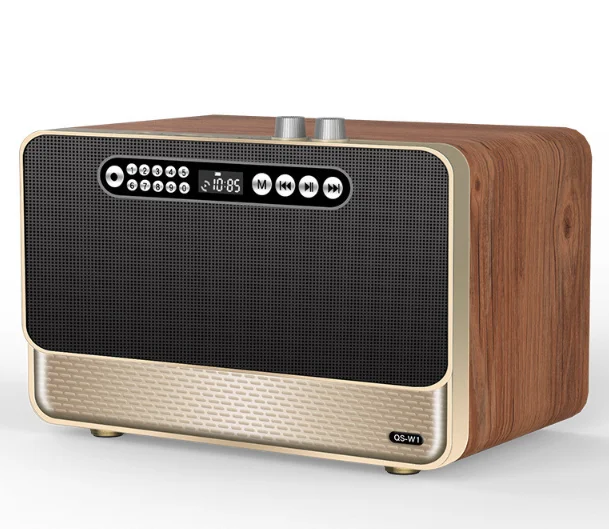 W1 ретро Bluetooth динамик деревянный мощный тяжелый сабвуфер U диск HiFi Ретро Радио