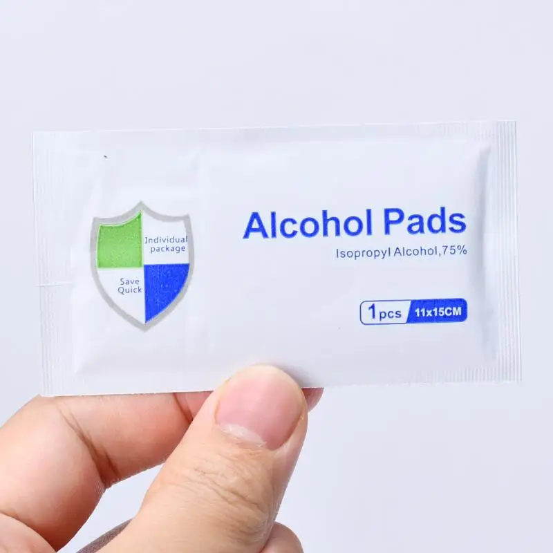 Customized design 75% alcohol prep pad for nail cleaning and disinfect alcohol swab printed logo disinfection skin care wipes