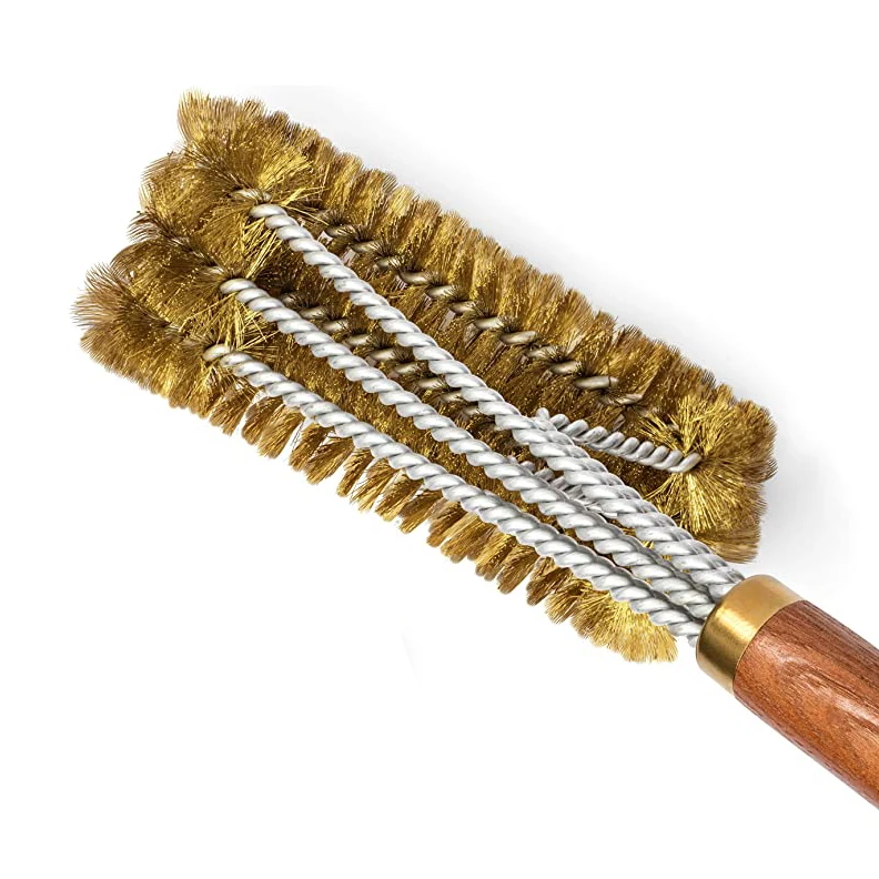 BBQ Grill Brush BBQ Cleaning Brush Grill Clean Brush Grill Cleaning Scraper Wood Handle