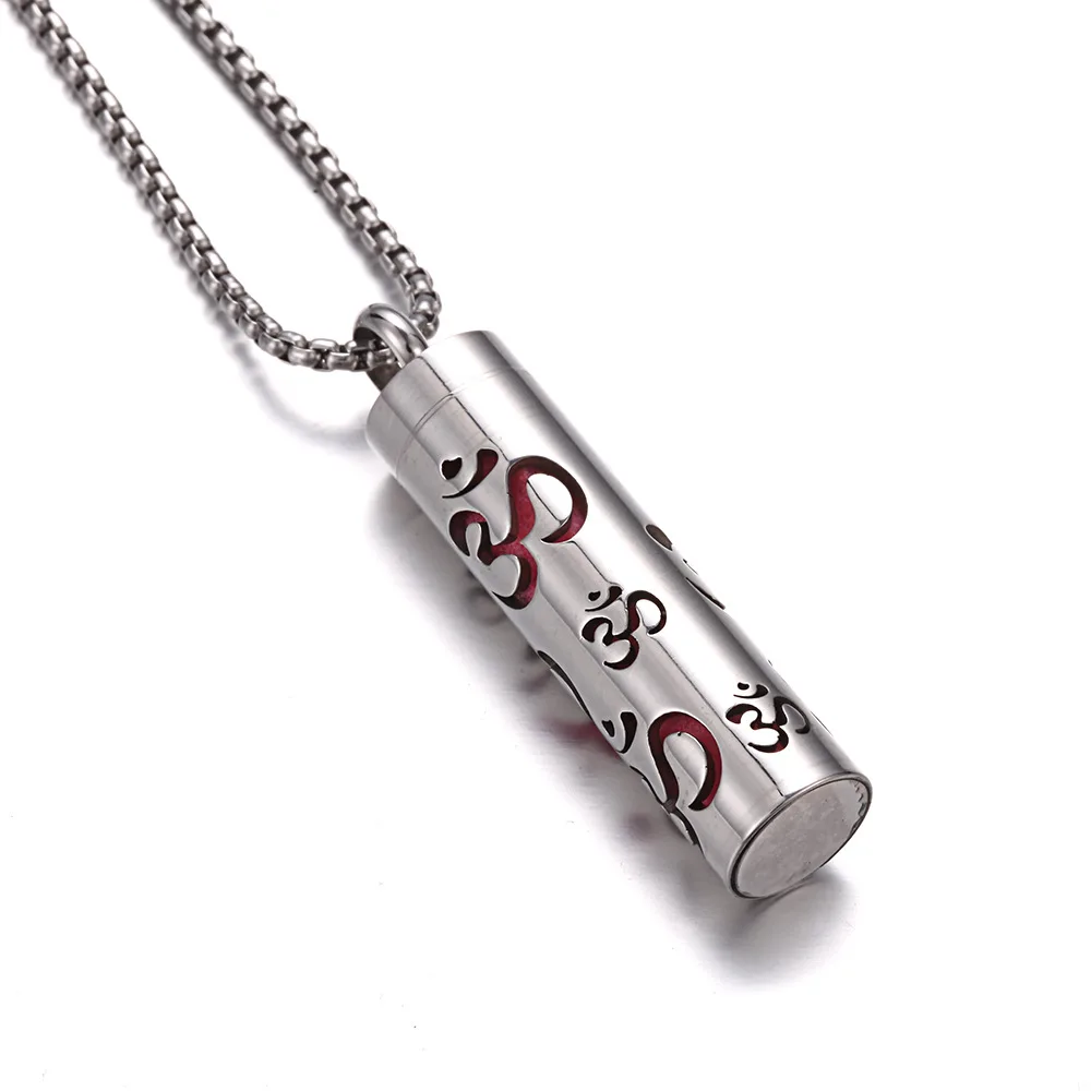 European and American jewelry stainless steel aromatherapy pendant perfume bottle essential oil hollow cylindrical love necklace