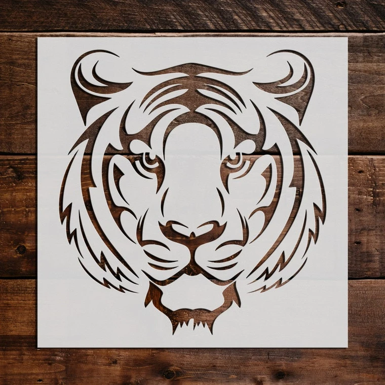 Factory Custom Designs Reusable DIY Craft Forest Animals Tiger Head Stencil