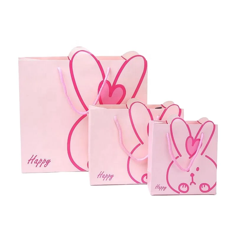Customization Rabbit Kraft Shopping New Design New Developed Cartoon Paper Gift Bags With Handle
