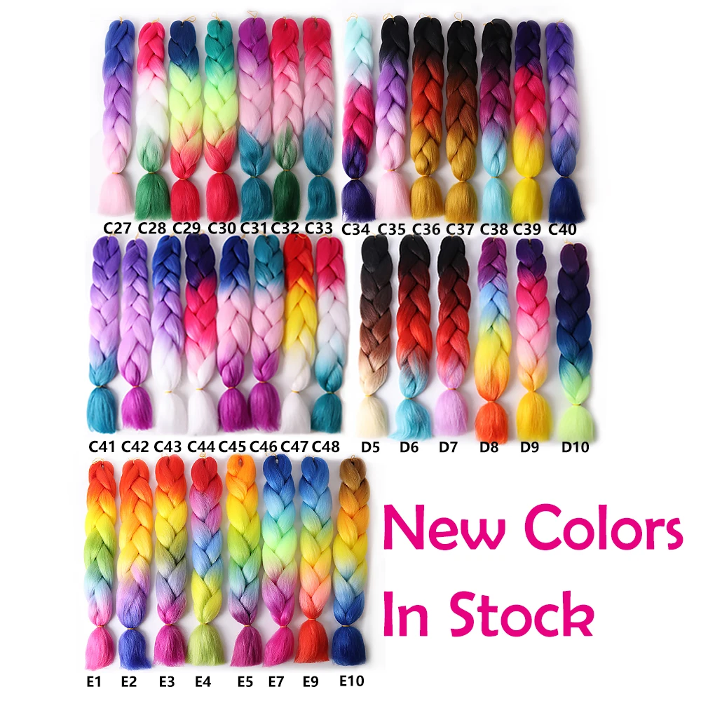 Julianna Hot selling High Temperature Fiber Synthetic 24inch 100 gram unfolded 48inch Ombre Ultra Braiding Hair Jumbo Braid Hair