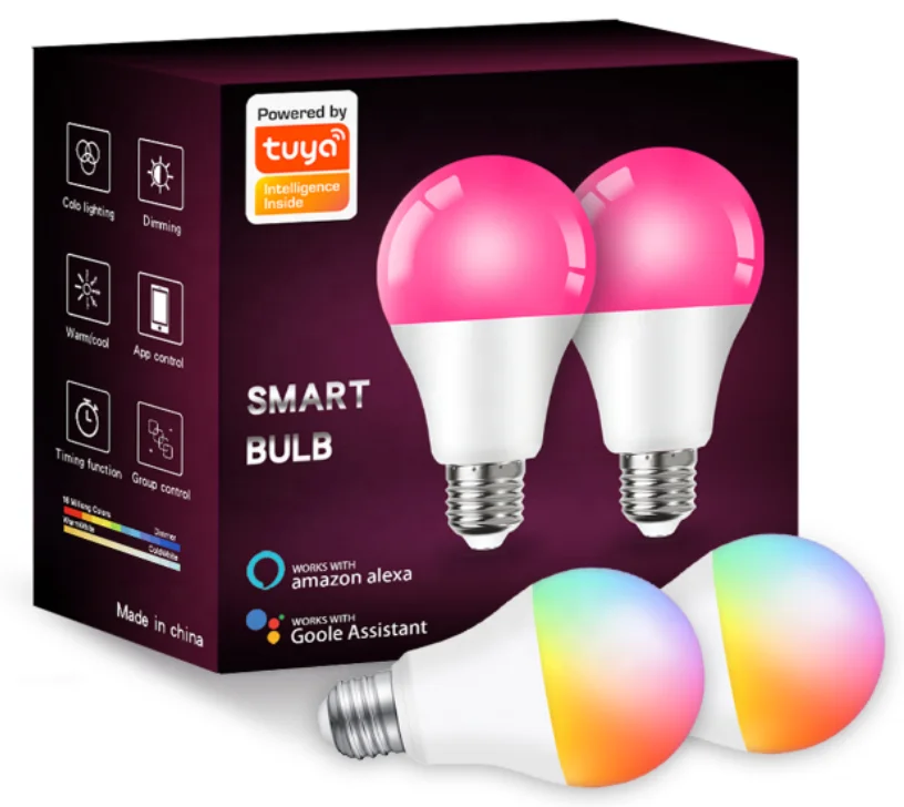 Wi-Fi умная лампочка 12 Вт 15 RGB + белый теплый E27 светодиодная лампа с регулируемой яркостью совместимая Alexa приложение Tuya Smart Life Google Assistant