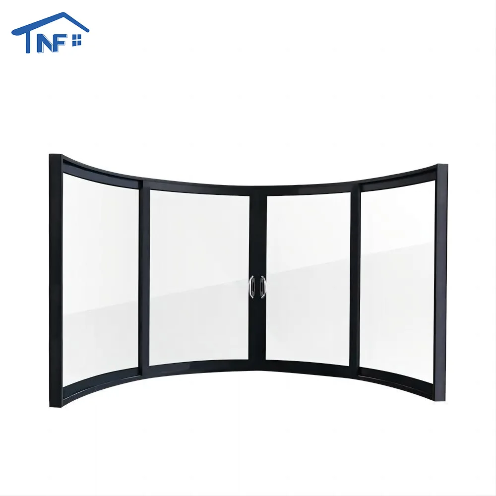 professional commercial automatic slider Customized restaurant curved sliding glass door design