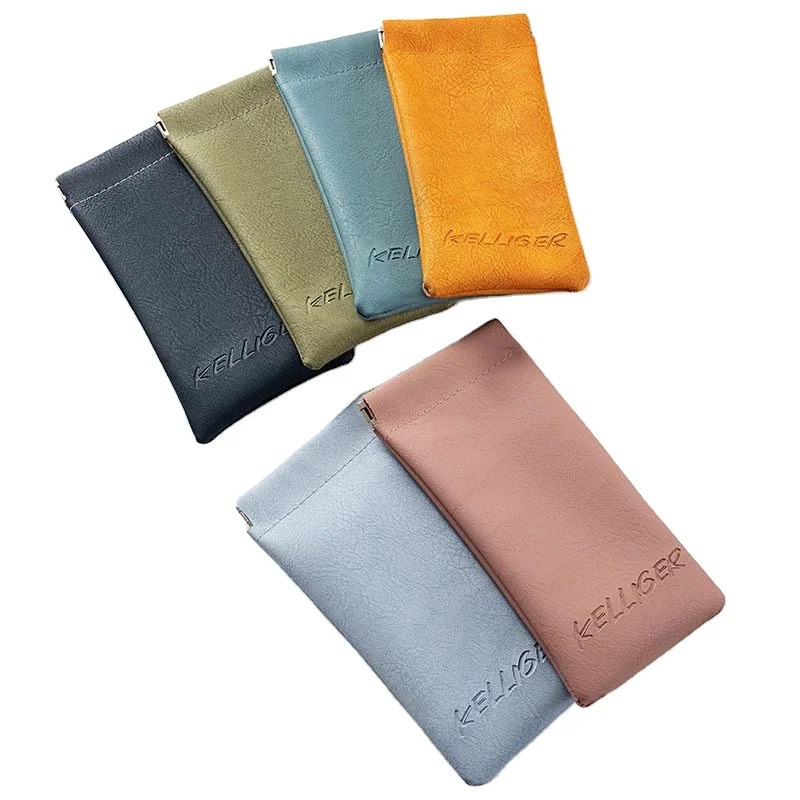 Fashionable waterproof squeeze rectangle top soft PU leather sun glass eyeglasses phone coin case pouch
