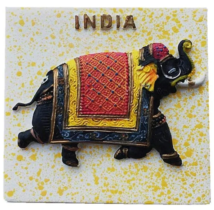 Resin 3D Indian Elephant refrigerator magnet tourist souvenir. Home and kitchen decoration magnetic stickers Resin handicraft