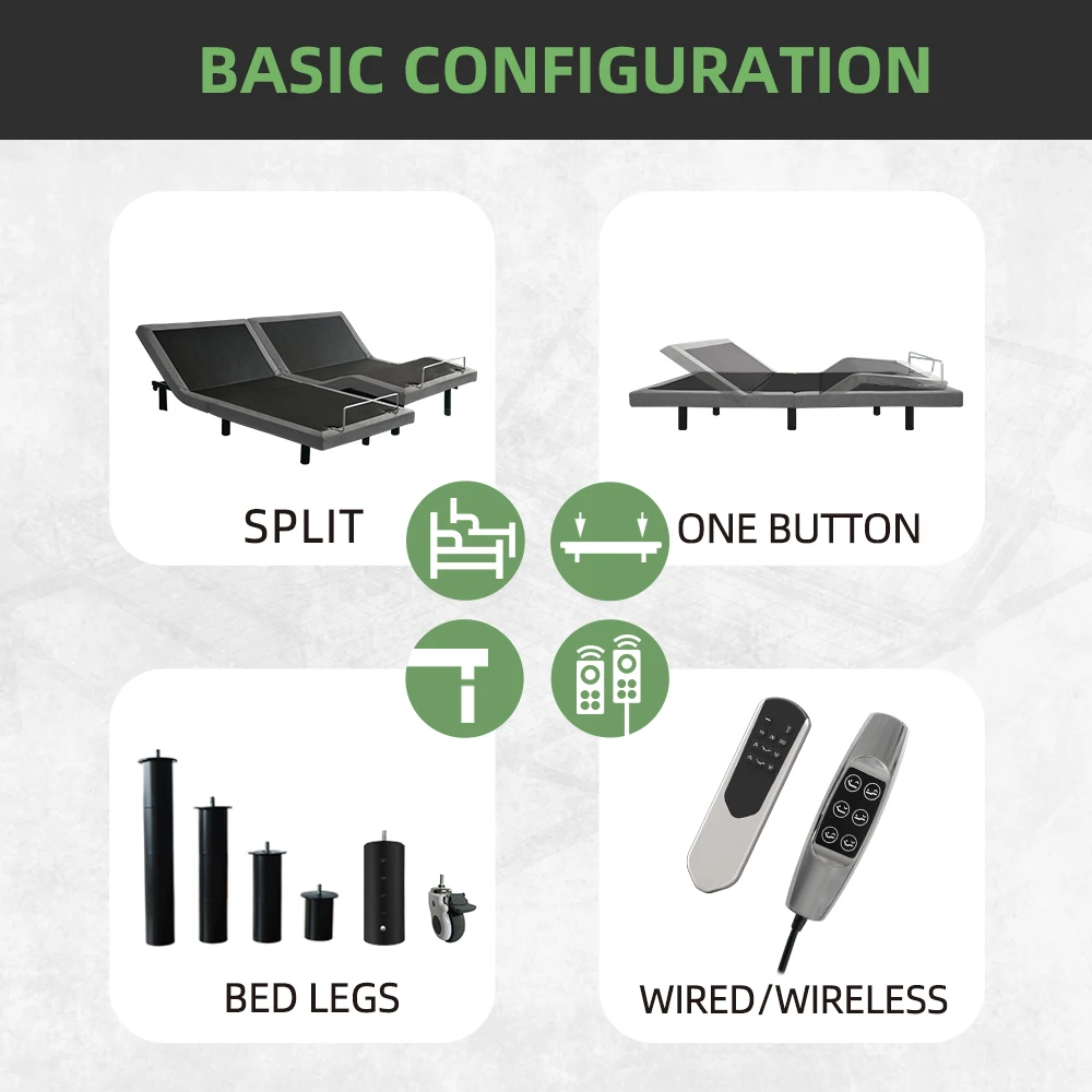 Innovative Embedded Smart Queen Electric Adjustable Base With Foam Mattress For Children