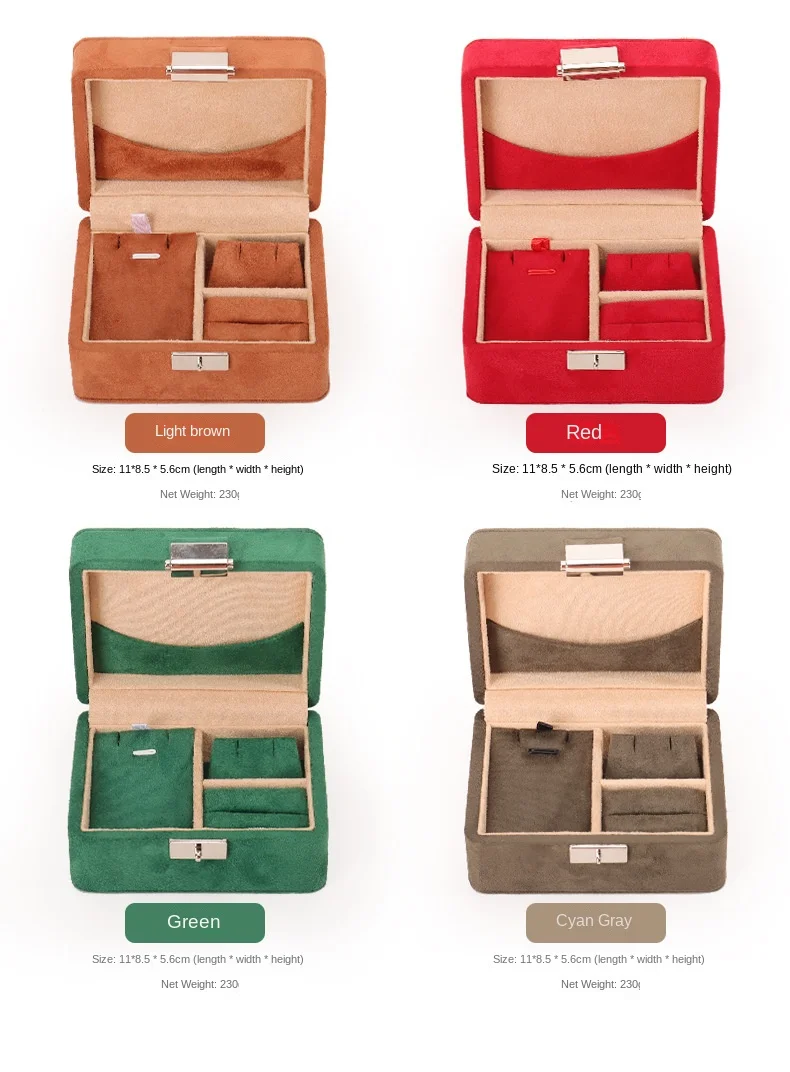 Custom Logo Travel Jewelry Box Suede Necklace Ring Jewelry Box Velvet Jewelry Storage Box Set