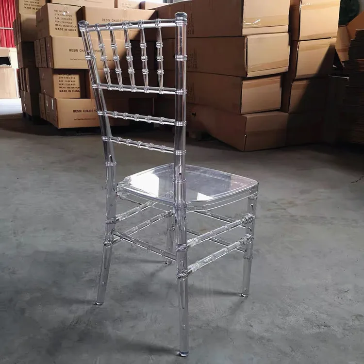 Modern Wholesale Transparent Crystal Hotel Banquet Napoleon Plastic Acrylic Tiffany Wedding Clear Chiavari Chair for Events