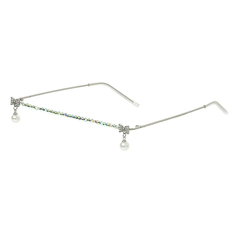New fashion Original Design Women Frame Brand Sun Glasses Luxury Pearl Diamond Shades No lens For Party