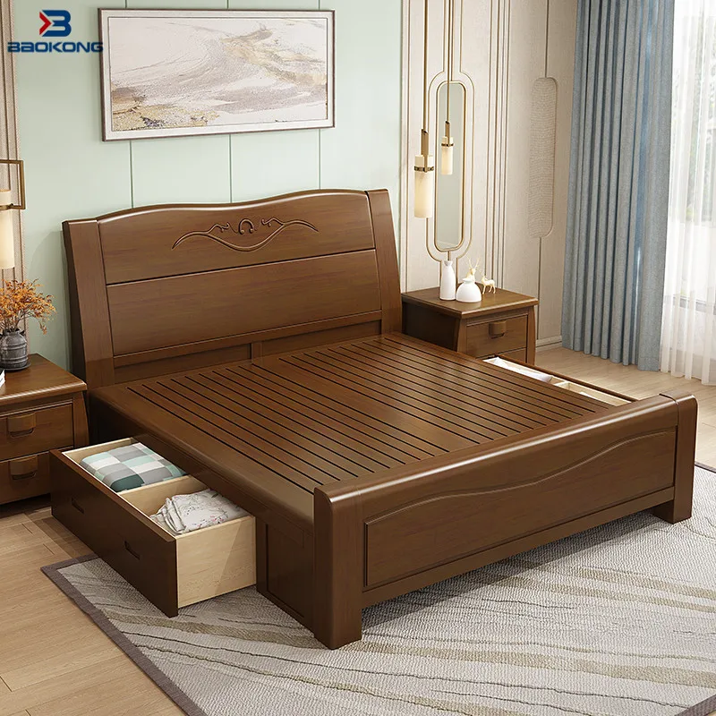 Экономия места гидравлический подъемник хранилище большой размер деревянная двойная кровать белого